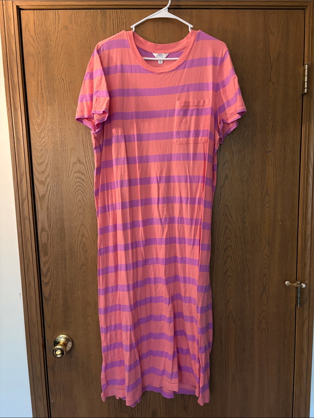 Time and Tru Pink and Purple Striped T-Shirt Dress